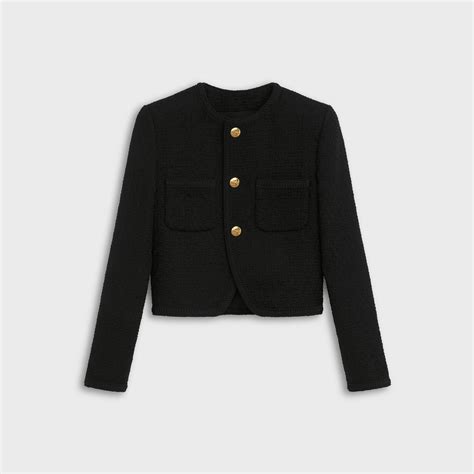 celine black boucle jacket|celine jackets for women.